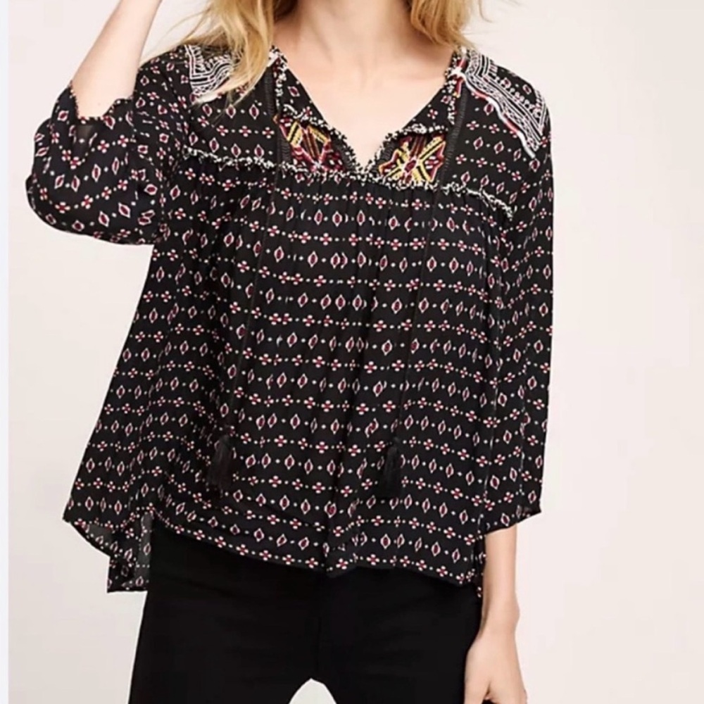 NWT 🖤 MAEVE x Anthropologie Emmaline Boho Peasant Blouse